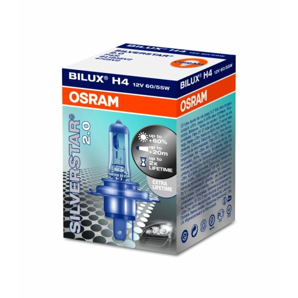 Osram SILVERSTAR® 2.0   H4, Halogen 12V, 1er Faltschachtel - 64193SV2