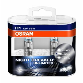 Osram NIGHT BREAKER® UNLIMITED  H1, Halogen 12V, DUOBOX - 64150NBU-HCB