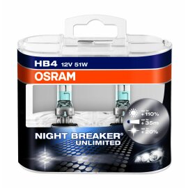 Osram NIGHT BREAKER® UNLIMITED  HB4, Halogen 12V, DUOBOX...