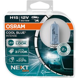 Osram COOL BLUE® INTENSE H15 NextGen. 3700K +100%, Halogen 12V, DUOBOX - 64176CBN-HCB