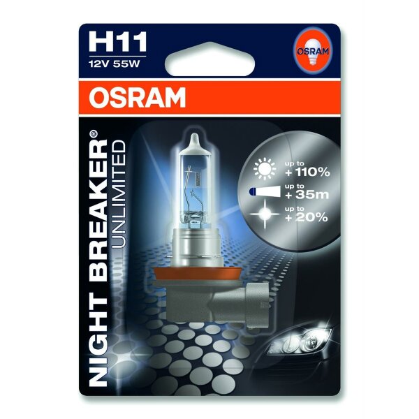 Osram NIGHT BREAKER® UNLIMITED  H1, Halogen 12V, Einzelblister - 64150NBU-01B
