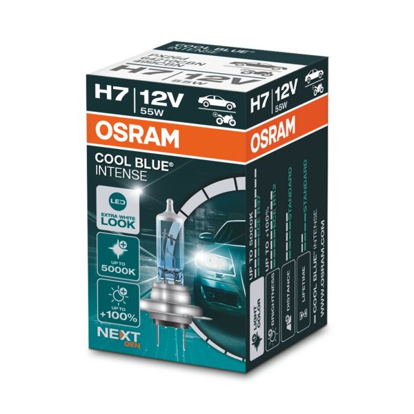Osram COOL BLUE® INTENSE H7 NextGeneration 5000K +100%, Halogen 12V, 1er Faltschachtel - 64210CBN