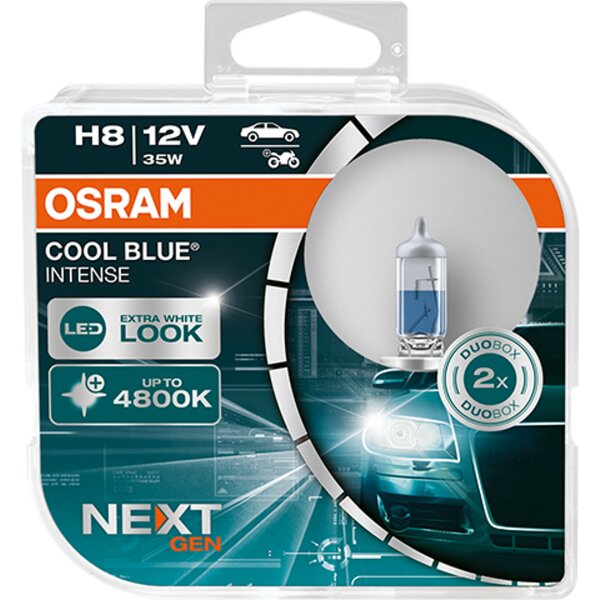 Osram COOL BLUE® INTENSE H8 NextGeneration 4800K +100%, Halogen 12V, DUOBOX - 64212CBN-HCB