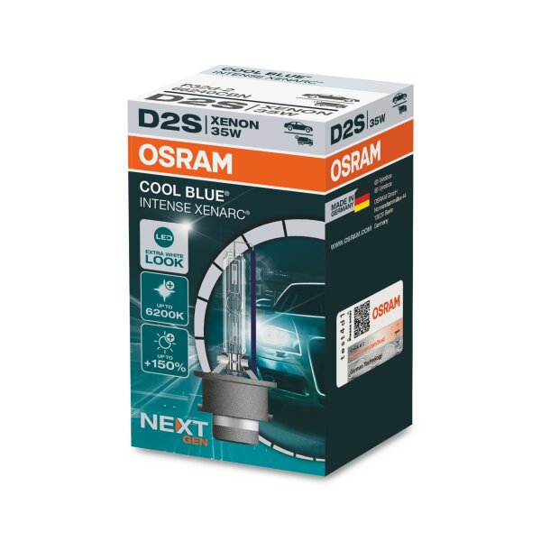 Osram COOL BLUE® INTENSE D2S NextGen. 6200K +150%, Xenon 12V+24V, 1er Falschachtel - 66240CBN