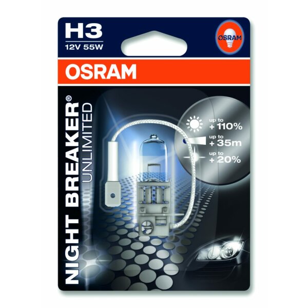 Osram NIGHT BREAKER® UNLIMITED  H3, Halogen 12V, Einzelblister - 64151NBU-01B