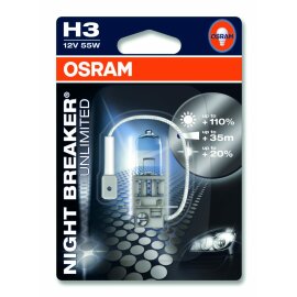 Osram NIGHT BREAKER® UNLIMITED  H3, Halogen 12V, Einzelblister - 64151NBU-01B