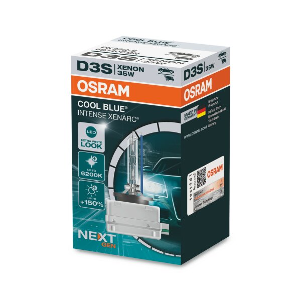 Osram COOL BLUE® INTENSE D3S NextGen. 6200K +150%, Xenon 12V+24V, 1er Falschachtel - 66340CBN