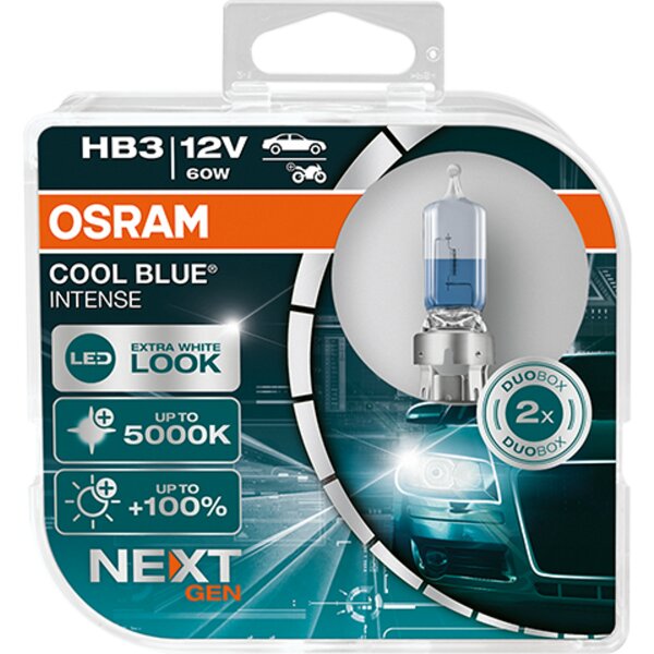 Osram COOL BLUE® INTENSE HB3 NextGeneration 5000K +100%, Halogen 12V, DUOBOX - 9005CBN-HCB
