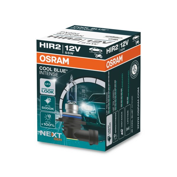 Osram COOL BLUE® INTENSE HIR2 NextGeneration 4000K +20%, Halogen 12V, 1er Faltschachtek - 9012CBN