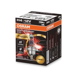 Osram NIGHT BREAKER® 200 H4 + 200%, Halogen 12V, 1er...