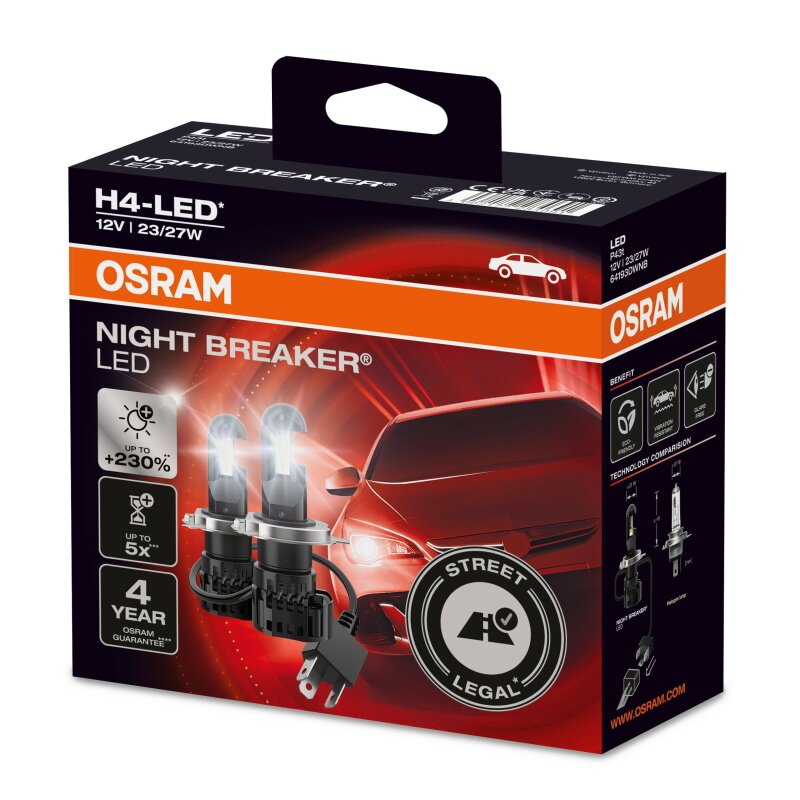 2x Philips Ultinon Pro6000 H4 LED 12V Duo Box Conversion Kit +230%  Brightness St