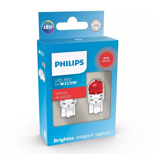 LED W21/5W 12V 2.5/0.5W Ultinon Pro6000 Red Intense SI NOECE 2St. Philips