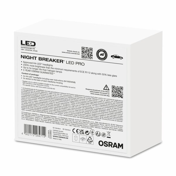 H4 NIGHT BREAKER LED StVZO-Konforme Profi-Set +230% mehr Licht 2St