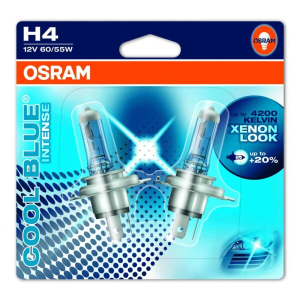 Osram COOL BLUE® INTENSE H4, Halogen 12V, Doppelblister - 64193CBI-02B