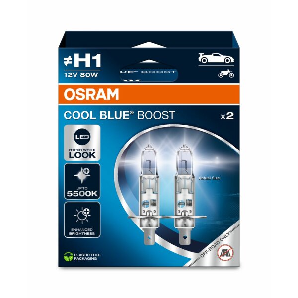 OSRAM 62150CBB-2HB - H1 12V 80W P14.5s COOL BLUE BOOST 5500K 2Stk. - (NO ECE)