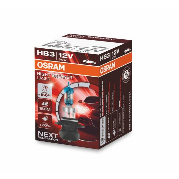 HB3 12V 60W P20d NIGHT BREAKER LASER Next Generation +150% 1 St. OSRAM