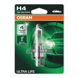 Osram  ULTRA LIFE H4, Halogen 12V, Einzelblister -...