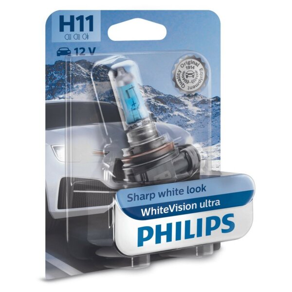 H11 12V 55W PGJ19-2 WhiteVision Ultra 1St. Philips