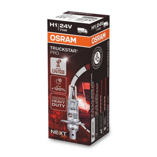 Osram  TRUCKSTAR® PRO H1, Halogen 24V, 1er Faltschachtel - 64155TSP