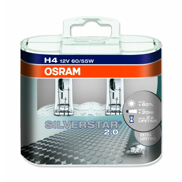 Osram SILVERSTAR® 2.0   H4, Halogen 12V, DUOBOX - 64193SV2-HCB