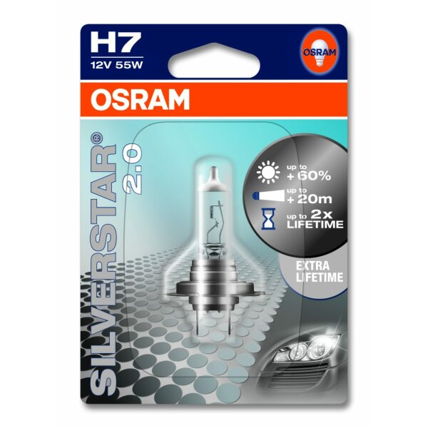 Osram SILVERSTAR® 2.0   H7, Halogen 12V, Einzelblister - 64210SV2-01B